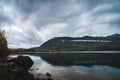 Lake McDonald on an overcast fall day. Royalty Free Stock Photo