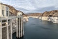 Lake Mead and water intake towers of Hoover Dam