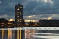 Lake Merritt in Oakland CA on Cold Winter Night Royalty Free Stock Photo