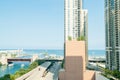 Lake Michigan aerial view through apartment buildings from East