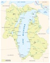 Lake michigan drainage basin vector map