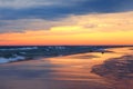 Lake Michigan Sunset and Beach Reflections Royalty Free Stock Photo