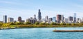 Lake Michigan waterfront with Chicago panorama on a sunny day, USA Royalty Free Stock Photo