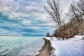 Lake Michigan Winter Shoreline Royalty Free Stock Photo