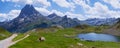 Lake Miey and Midi d Ossau in the Pyrenees National Park.