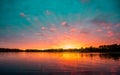 Lake in Minnesota during a beautiful sunset in the summer Royalty Free Stock Photo