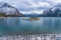 Lake Minnewanka cruise ticket office in early winter. Banff National Park, Canadian Rockies