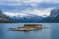 Lake Minnewanka cruise ticket office in early winter. Banff National Park, Canadian Rockies