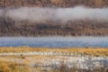 Lake with mist in the morning Royalty Free Stock Photo