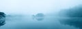 Lake in the misty rain Royalty Free Stock Photo