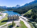 Lake of Misurina, aerial view of Dolomites Royalty Free Stock Photo