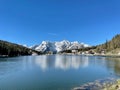 Lake Misurina in Dolomites Alpe. Auronzo di Cadore city. Springtime with snow Royalty Free Stock Photo