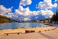 Lake Misurina in Dolomiti Alps alpine landscape view