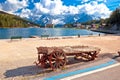 Lake Misurina in Dolomiti Alps alpine landscape view