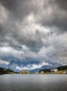 Lake Misurina, picturesque afternoon scene in the Tre Cime Di La Royalty Free Stock Photo