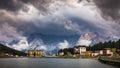 Lake Misurina, picturesque afternoon scene in the Tre Cime Di La Royalty Free Stock Photo