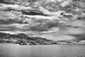 Lake Mohave, storm approaching. Infrared image Royalty Free Stock Photo