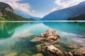 Lake Molveno, beautiful landscape Royalty Free Stock Photo