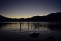 Sunset in Fjordland, New Zealand, lake Monowai