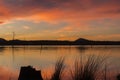 Lake Moogerah in Queensland with beautiful clouds at sunset. Royalty Free Stock Photo
