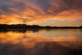 Lake Moogerah in Queensland with beautiful clouds at sunset. Royalty Free Stock Photo