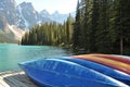 Boats on Lake Moraine, Alberta, Canada Royalty Free Stock Photo