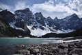 Lake Moraine and the Valley of the Ten Peaks Royalty Free Stock Photo