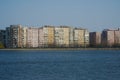 Lake Morii with blocks in the background, Bucharest, Romania. Royalty Free Stock Photo