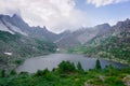 Lake of Mountain Spirits and a beautiful mountain range in the Ergaki Natural Park Royalty Free Stock Photo