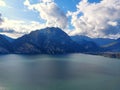 Lake mountains panorama, lake Grada Royalty Free Stock Photo