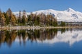 Lake mountains reflection snow autumn Royalty Free Stock Photo