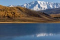 Lake mountains reflection snow autumn Royalty Free Stock Photo