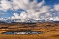 Lake mountains reflection snow clouds autumn Royalty Free Stock Photo