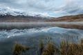 Lake mountains reflection snow sunrise Royalty Free Stock Photo