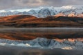 Lake mountains reflection snow sunrise Royalty Free Stock Photo