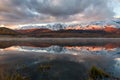 Lake mountains reflection snow sunrise Royalty Free Stock Photo