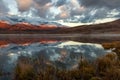 Lake mountains reflection snow sunrise Royalty Free Stock Photo