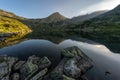 Lake and mountains in Romania\'s Retezat mountain range in the Carpathians of Transylvania Royalty Free Stock Photo