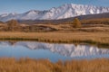 Lake mountains snow reflection sky autumn Royalty Free Stock Photo