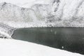 A lake, mountains and snow