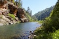 Lake in mountains on sunny day Royalty Free Stock Photo