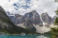 Lake mountains trees landscape at Lake Moraine, Canada Royalty Free Stock Photo