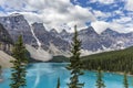 Lake mountains trees landscape at Lake Moraine, Canada Royalty Free Stock Photo