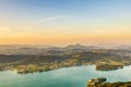 Lake and mountains at Worthersee Karnten Austria tourist spot Royalty Free Stock Photo