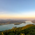 Lake and mountains at Worthersee Karnten Austria tourist spot Royalty Free Stock Photo