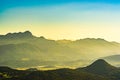 Lake and mountains at Worthersee Karnten Austria. View from Pyramidenkogel tower on lake and Klagenfurt the area