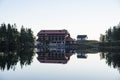 The lake Mummelsee and the mountain hotel in Seebach Royalty Free Stock Photo