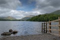 A view across Grasmere toward Helm Crag in the Lake District