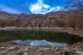 Lake in Nature Frame - Nako Village, Kinnaur Valley, Himachal Pradesh Royalty Free Stock Photo