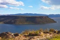 Lake near Silustani tombs in the peruvian Andes at Puno Peru Royalty Free Stock Photo